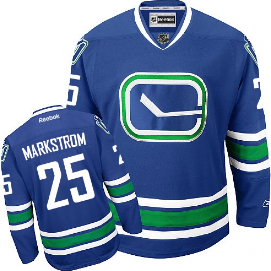 Youth Reebok Vancouver Canucks 25 Jacob Markstrom Authentic Royal Blue Third NHL Jersey