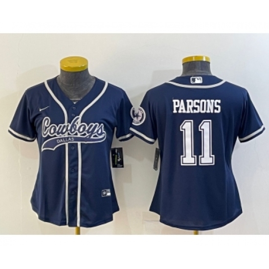 Women's Dallas Cowboys 11 Micah Parsons Navy Blue With Patch Cool Base Stitched Baseball Jersey