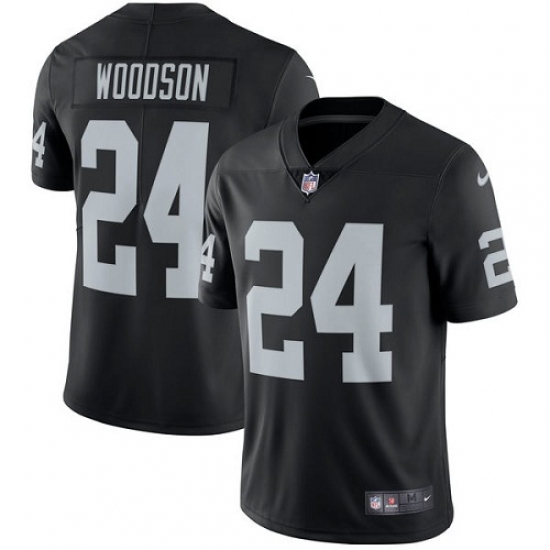Youth Nike Oakland Raiders 24 Charles Woodson Elite Black Team Color NFL Jersey