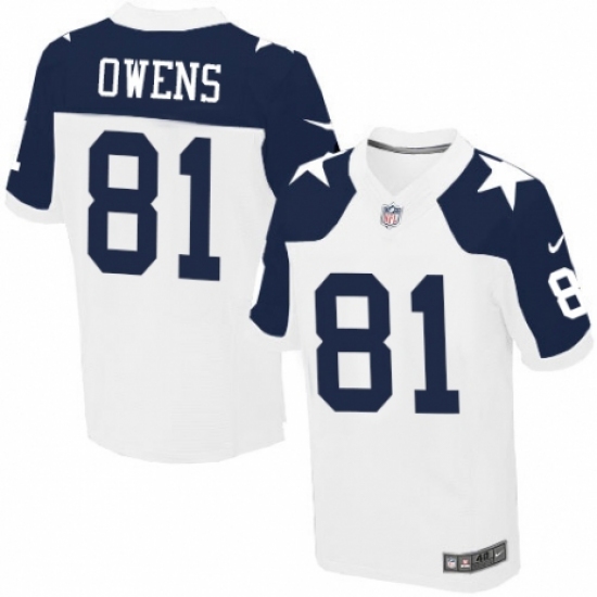 Men's Nike Dallas Cowboys 81 Terrell Owens Elite White Throwback Alternate NFL Jersey