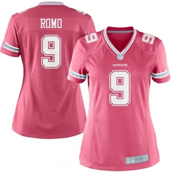 Women's Nike Dallas Cowboys 9 Tony Romo Elite Pink NFL Jersey