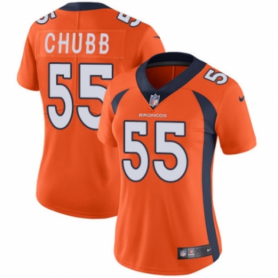 Women's Nike Denver Broncos 55 Bradley Chubb Orange Team Color Vapor Untouchable Limited Player NFL Jersey - Click Image to Close