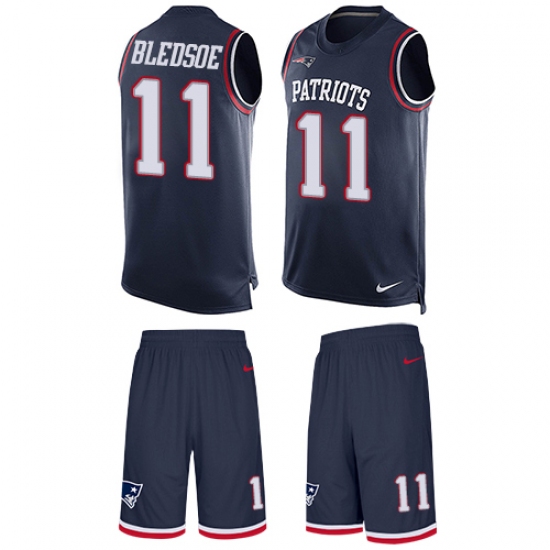 Men's Nike New England Patriots 11 Drew Bledsoe Limited Navy Blue Tank Top Suit NFL Jersey