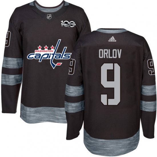 Men's Adidas Washington Capitals 9 Dmitry Orlov Authentic Black 1917-2017 100th Anniversary NHL Jersey