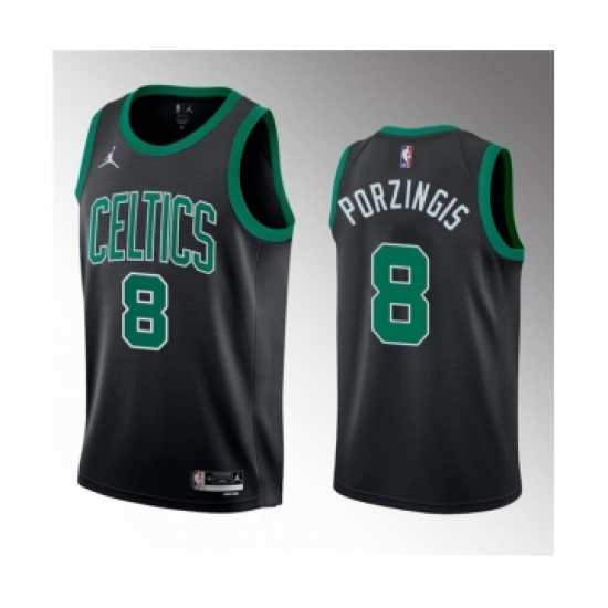Men's Boston Celtics 8 Kristaps Porzingis Black 2023 Draft Statement Edition Stitched Basketball Jersey