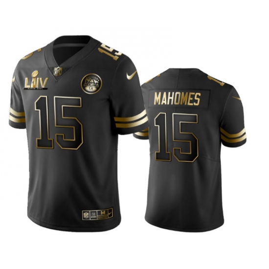 Men's Kansas City Chiefs 15 Patrick Mahomes Nike Black Super Bowl LIV Champions Limited Jersey