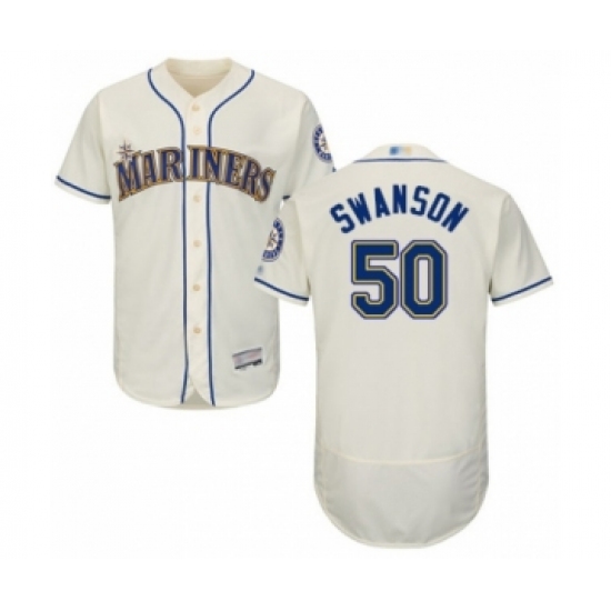 Men's Seattle Mariners 50 Erik Swanson Cream Alternate Flex Base Authentic Collection Baseball Player Jersey