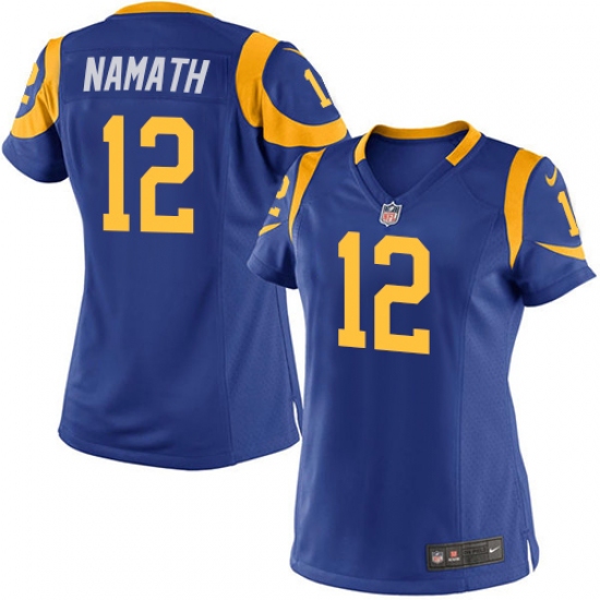 Women's Nike Los Angeles Rams 12 Joe Namath Game Royal Blue Alternate NFL Jersey
