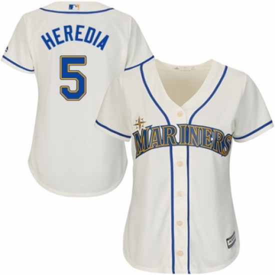 Women's Majestic Seattle Mariners 5 Guillermo Heredia Authentic Cream Alternate Cool Base MLB Jersey