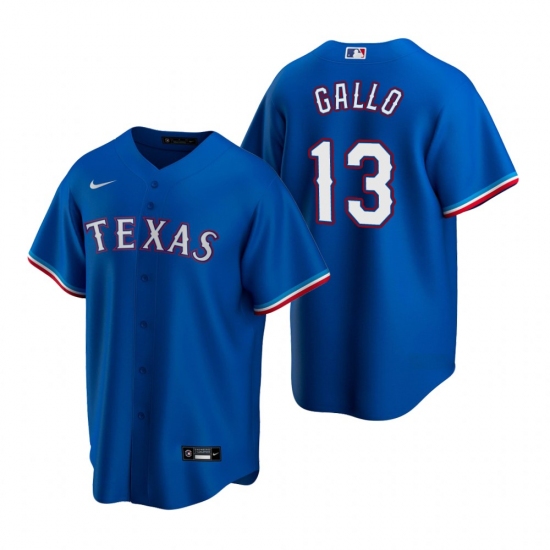 Men's Nike Texas Rangers 13 Joey Gallo Royal Alternate Stitched Baseball Jersey