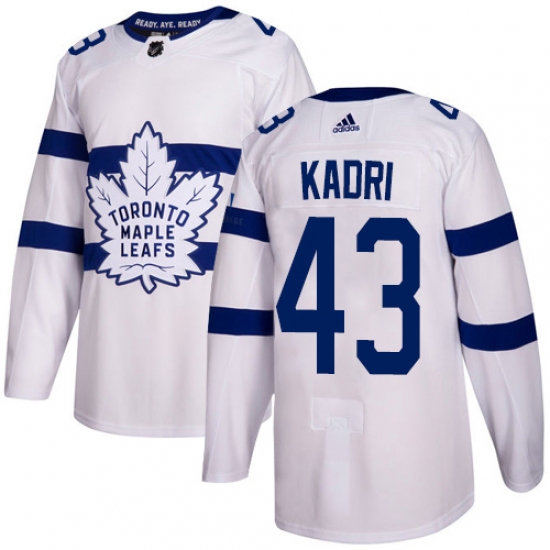 Men's Adidas Toronto Maple Leafs 43 Nazem Kadri Authentic White 2018 Stadium Series NHL Jersey