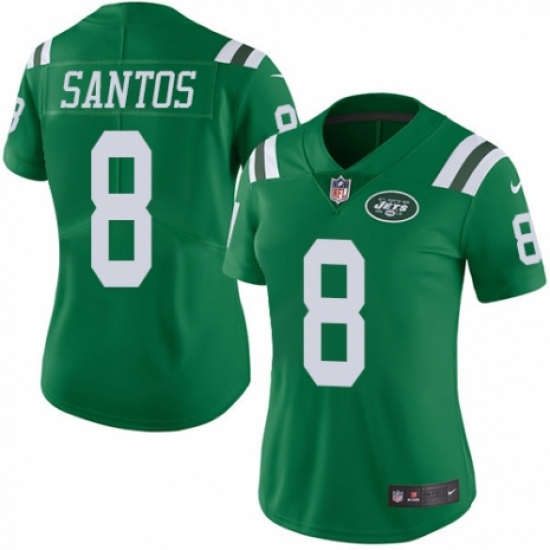 Women's Nike New York Jets 8 Cairo Santos Limited Green Rush Vapor Untouchable NFL Jersey