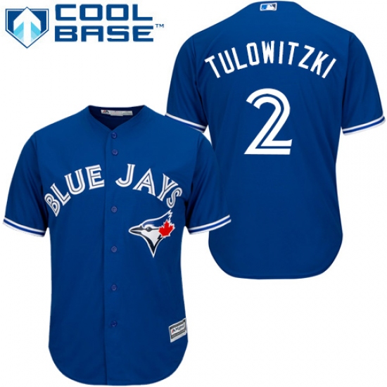 Men's Majestic Toronto Blue Jays 2 Troy Tulowitzki Replica Blue Alternate MLB Jersey
