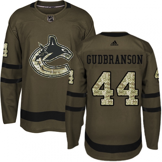 Youth Adidas Vancouver Canucks 44 Erik Gudbranson Authentic Green Salute to Service NHL Jersey