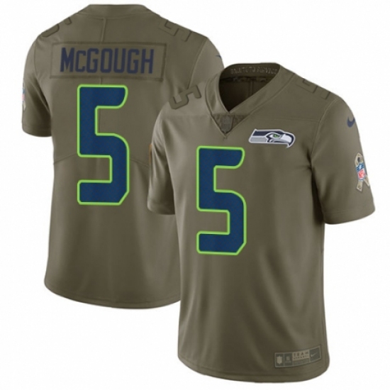Men's Nike Seattle Seahawks 5 Alex McGough Limited Olive 2017 Salute to Service NFL Jersey