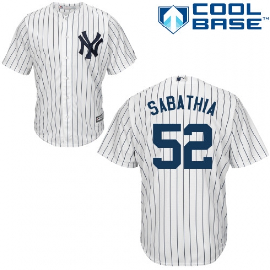 Men's Majestic New York Yankees 52 C.C. Sabathia Replica White Home MLB Jersey