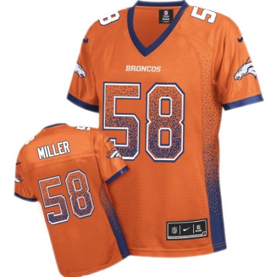 Women's Nike Denver Broncos 58 Von Miller Elite Orange Drift Fashion NFL Jersey
