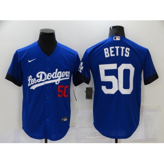 Men's Nike Los Angeles Dodgers 50 Mookie Betts Blue Game City Player Jersey