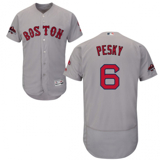 Men's Majestic Boston Red Sox 6 Johnny Pesky Grey Road Flex Base Authentic Collection 2018 World Series Champions MLB Jersey