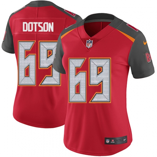 Women's Nike Tampa Bay Buccaneers 69 Demar Dotson Red Team Color Vapor Untouchable Limited Player NFL Jersey