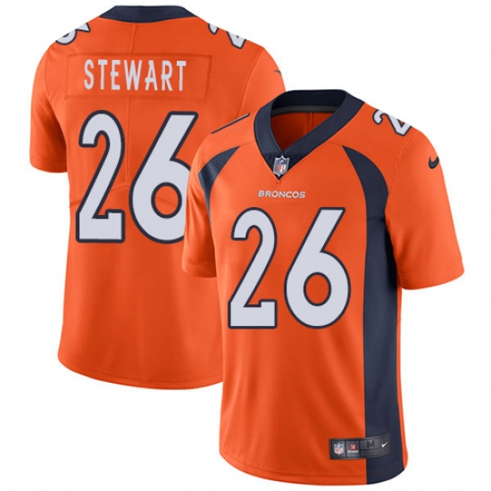 Men's Nike Denver Broncos 26 Darian Stewart Orange Team Color Vapor Untouchable Limited Player NFL Jersey