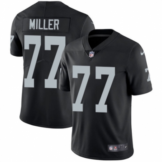 Men's Nike Oakland Raiders 77 Kolton Miller Black Team Color Vapor Untouchable Limited Player NFL Jersey