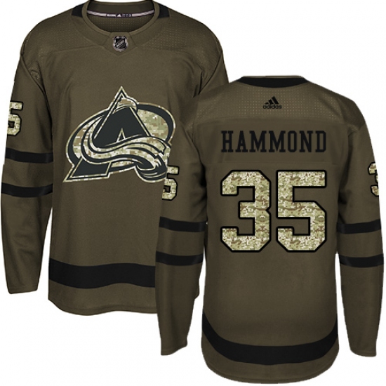 Men's Adidas Colorado Avalanche 35 Andrew Hammond Authentic Green Salute to Service NHL Jersey
