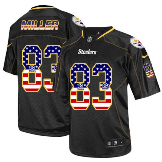 Men's Nike Pittsburgh Steelers 83 Heath Miller Elite Black USA Flag Fashion NFL Jersey