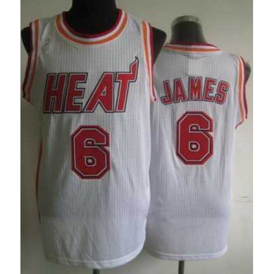 Miami Heat 6 LeBron James White Hardwood Classics Revolution 30 NBA Jerseys