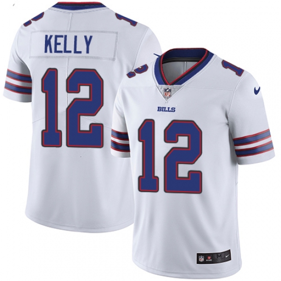 Men's Nike Buffalo Bills 12 Jim Kelly White Vapor Untouchable Limited Player NFL Jersey