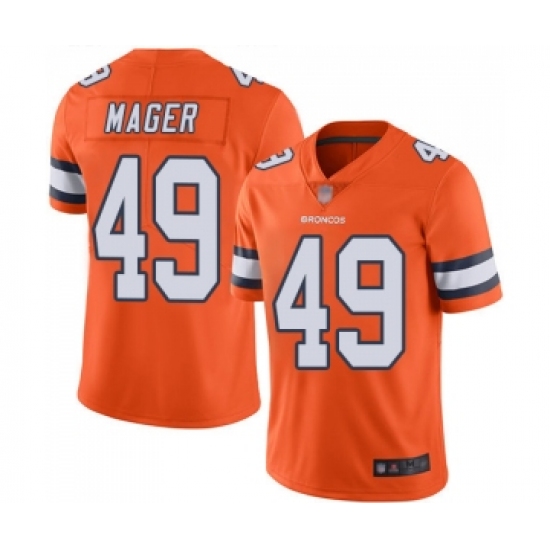 Youth Denver Broncos 49 Craig Mager Limited Orange Rush Vapor Untouchable Football Jersey