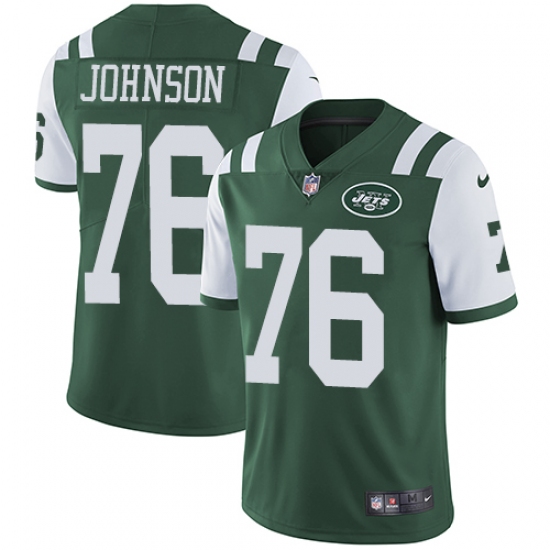 Youth Nike New York Jets 76 Wesley Johnson Green Team Color Vapor Untouchable Elite Player NFL Jersey