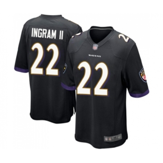 Men's Baltimore Ravens 22 Mark Ingram II Game Black Alternate Football Jersey