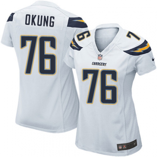 Women's Nike Los Angeles Chargers 76 Russell Okung Game White NFL Jersey