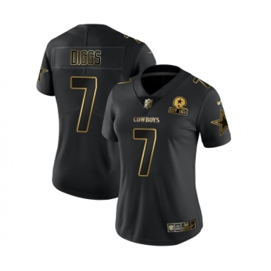 Women's Dallas Cowboys 7 Trevon Diggs Black Golden Edition Limited Stitched Jersey(Run Small)
