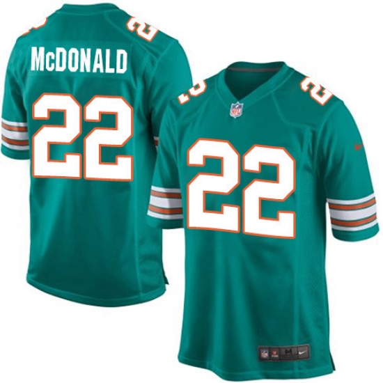 Men's Nike Miami Dolphins 22 T.J. McDonald Game Aqua Green Alternate NFL Jersey