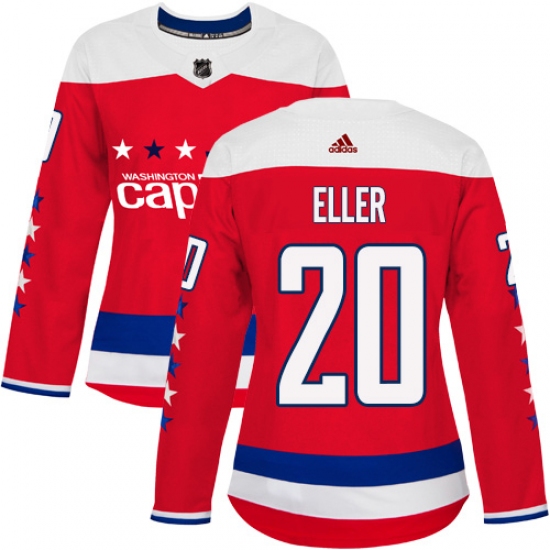 Women's Adidas Washington Capitals 20 Lars Eller Authentic Red Alternate NHL Jersey