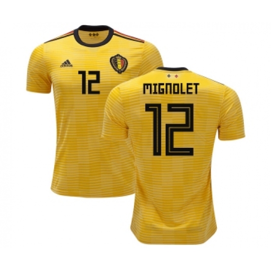 Belgium 12 Mignolet Away Kid Soccer Country Jersey