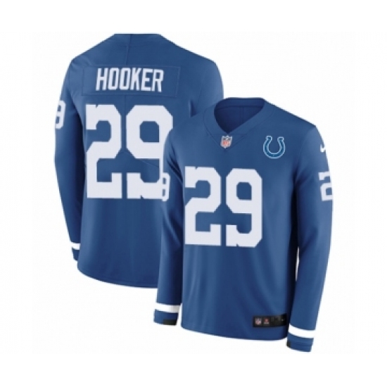 Men's Nike Indianapolis Colts 29 Malik Hooker Limited Blue Therma Long Sleeve NFL Jersey