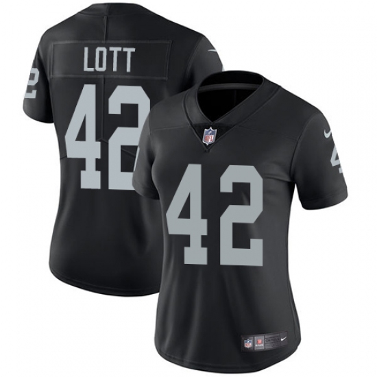 Women's Nike Oakland Raiders 42 Ronnie Lott Elite Black Team Color NFL Jersey