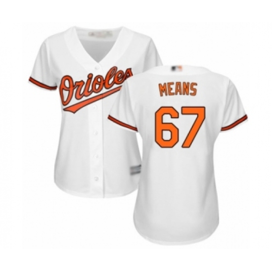 Women's Baltimore Orioles 67 John Means Authentic White Home Cool Base Baseball Jersey