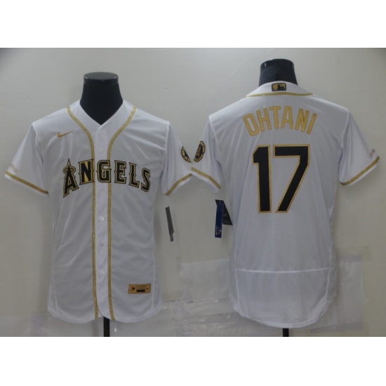 Men's Nike Los Angeles Angels 17 Shohei Ohtani White Elite Throwback Baseball Jersey