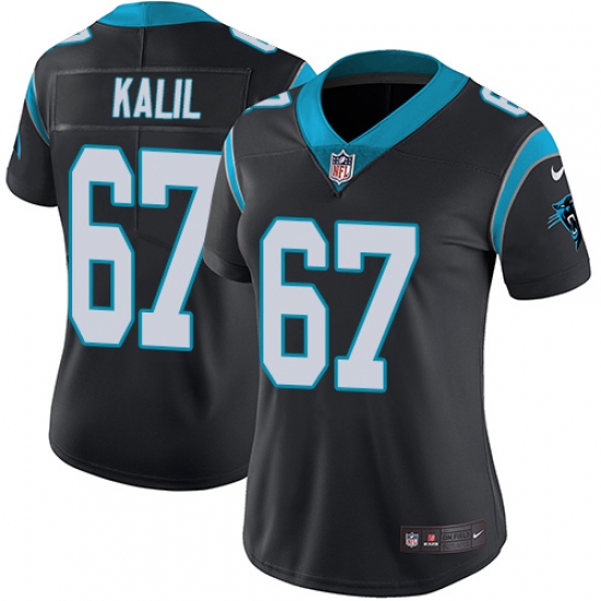 Women's Nike Carolina Panthers 67 Ryan Kalil Black Team Color Vapor Untouchable Limited Player NFL Jersey