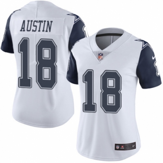 Women's Nike Dallas Cowboys 18 Tavon Austin Limited White Rush Vapor Untouchable NFL Jersey