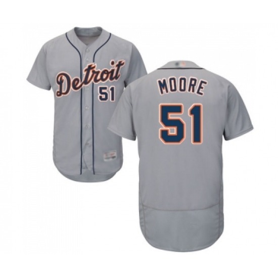 Men's Detroit Tigers 51 Matt Moore Grey Road Flex Base Authentic Collection Baseball Jersey