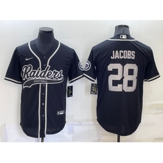 Men's Las Vegas Raiders 28 Josh Jacobs Black Stitched MLB Cool Base Nike Baseball Jersey