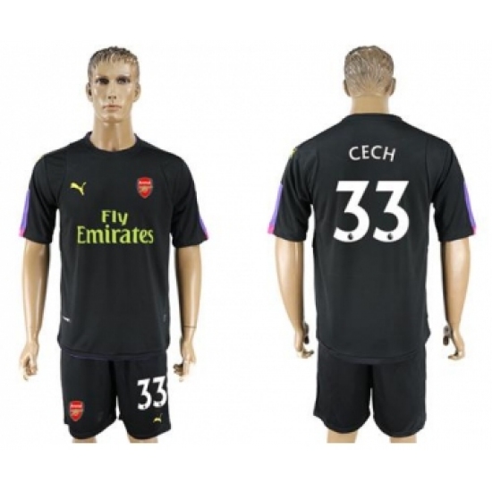 Arsenal 33 Cech Black Goalkeeper Soccer Club Jersey