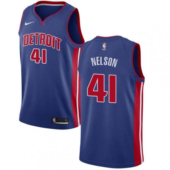Men's Nike Detroit Pistons 41 Jameer Nelson Swingman Royal Blue NBA Jersey - Icon Edition