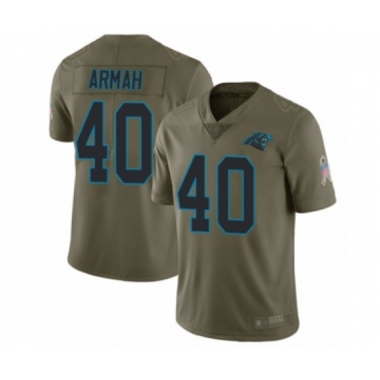 Men's Carolina Panthers 40 Alex Armah Limited Olive 2017 Salute to Service Football Jersey