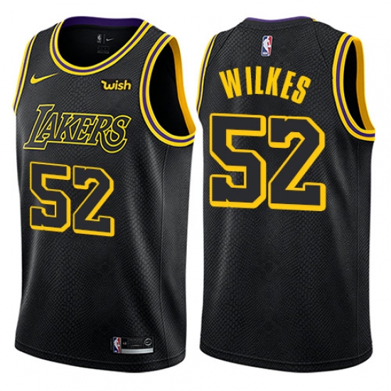 Youth Nike Los Angeles Lakers 52 Jamaal Wilkes Swingman Black NBA Jersey - City Edition